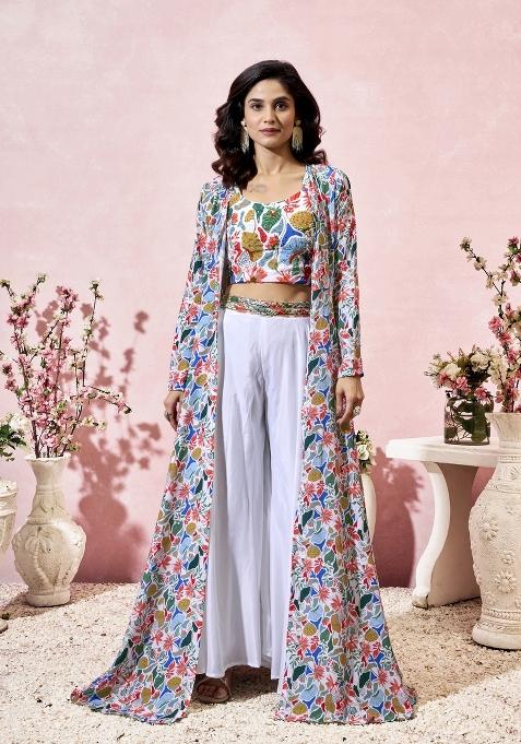 Multi Printed Crepe Salwar Kameez With Dupatta