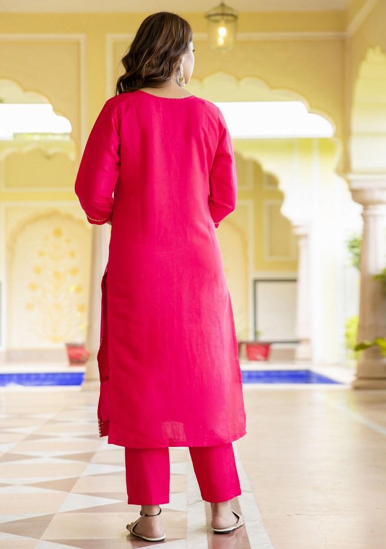 Pink Embroidered Silk Salwar Kameez With Dupatta