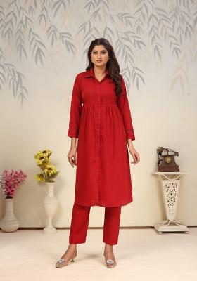Maroon Printed Cotton Poly Salwar Kameez
