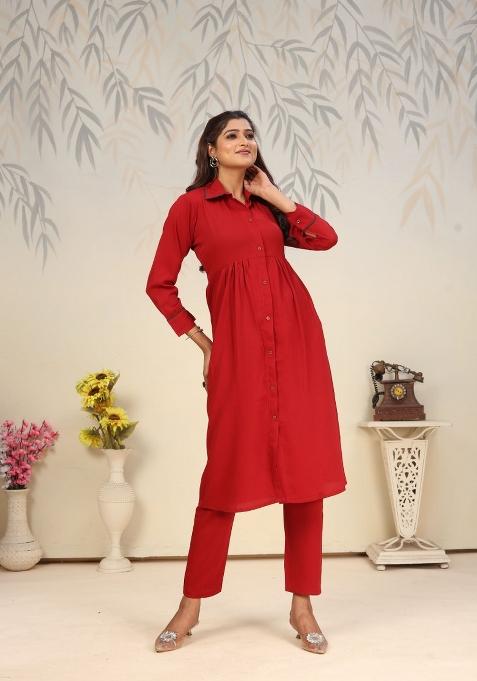 Maroon Printed Cotton Poly Salwar Kameez