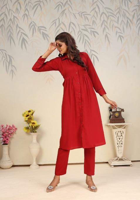 Maroon Printed Cotton Poly Salwar Kameez