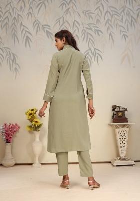 Green Printed Cotton Poly Salwar Kameez