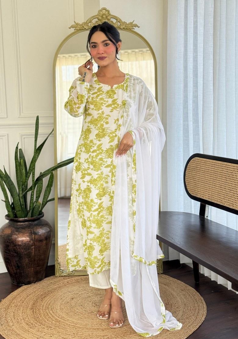 Green Printed Georgette Salwar Kameez With Dupatta