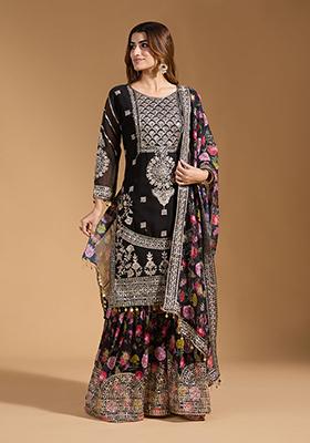 Black Georgette Sequin Embroidered Salwar Kameez With Dupptta