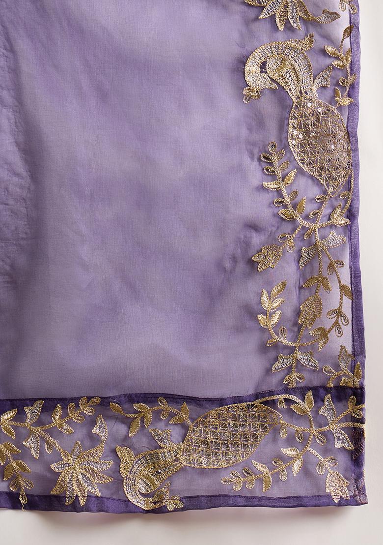 Purple Silk Sequin Embroidered Salwar Kameez With Dupptta