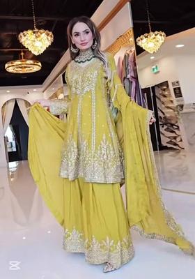 Yellow Embroidered Silk Salwar Kameez With Dupatta