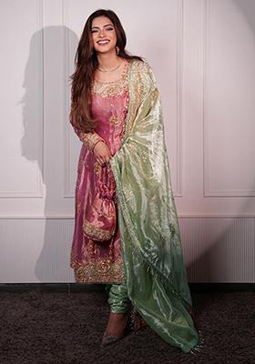Peach  Embroidered Poly Blend Salwar Kameez With Dupatta