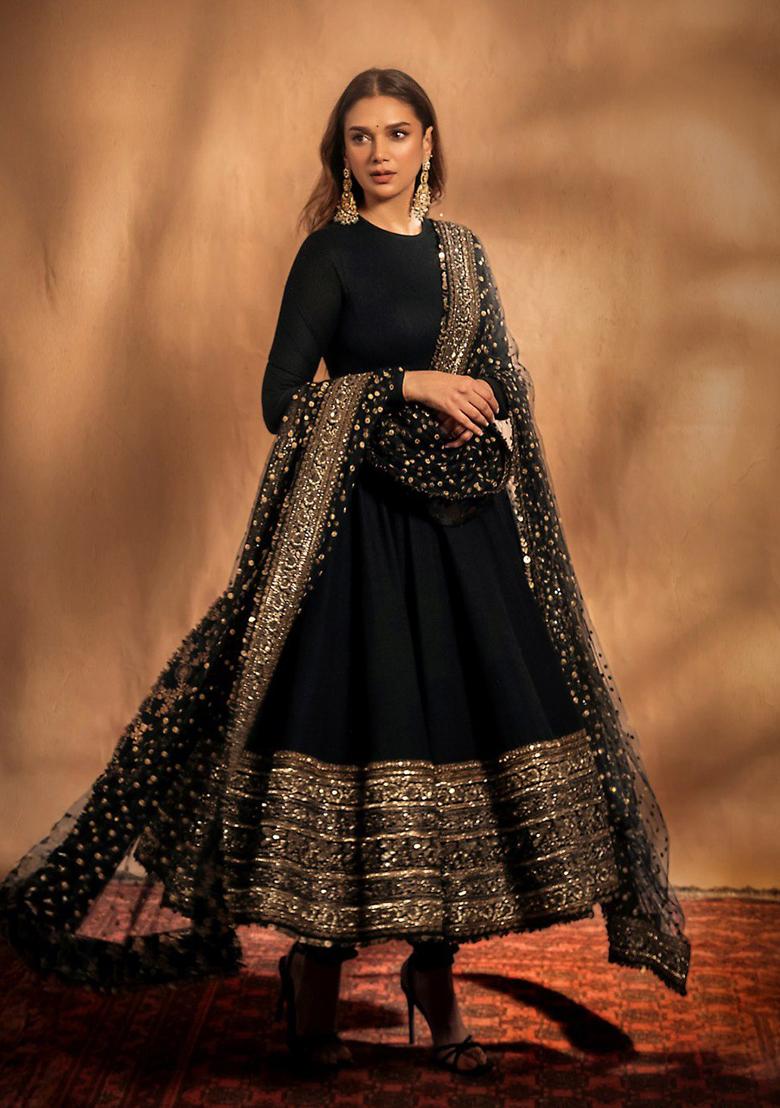 Black  Embroidered COTTON Salwar Kameez With Dupatta