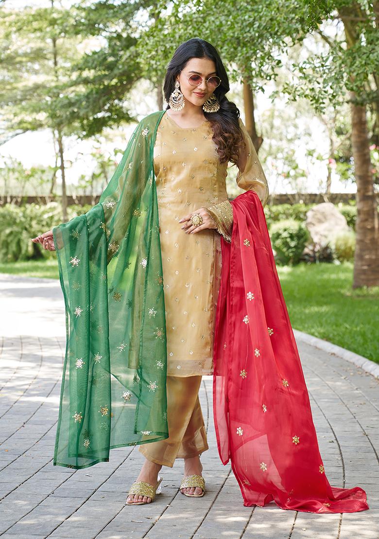Chiku Embroidered Poly Blend Salwar Kameez With Dupatta