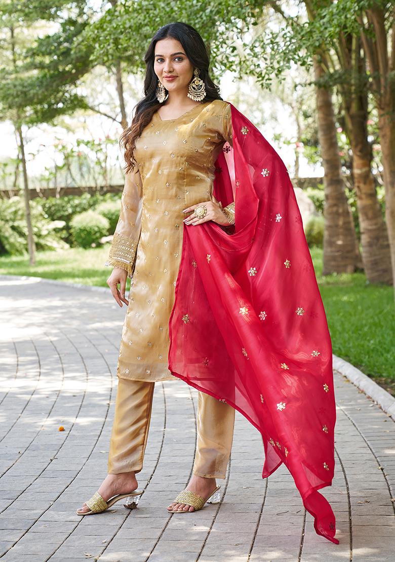 Chiku Embroidered Poly Blend Salwar Kameez With Dupatta