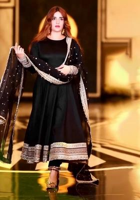 Black  Embroidered COTTON Salwar Kameez With Dupatta