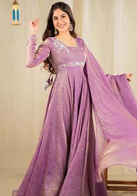 Lavender Silk Embroidered Salwar Kameez