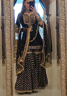 Black Georgette Embroidered Salwar Kameez With Dupptta