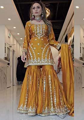 Yellow Georgette Embroidered Salwar Kameez With Dupptta