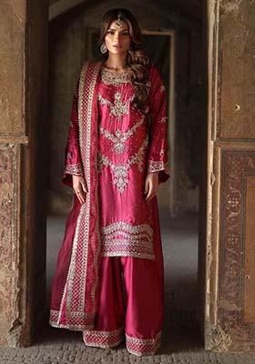 Pink Silk Embroidered Salwar Kameez With Dupptta