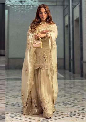 Off White Silk Embroidered Salwar Kameez With Dupptta