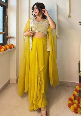 Yellow Georgette Embroidered Salwar Kameez With Dupptta