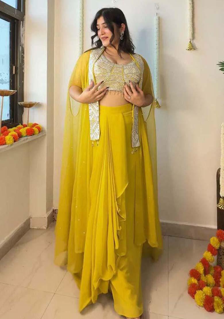 Yellow Georgette Embroidered Salwar Kameez With Dupptta
