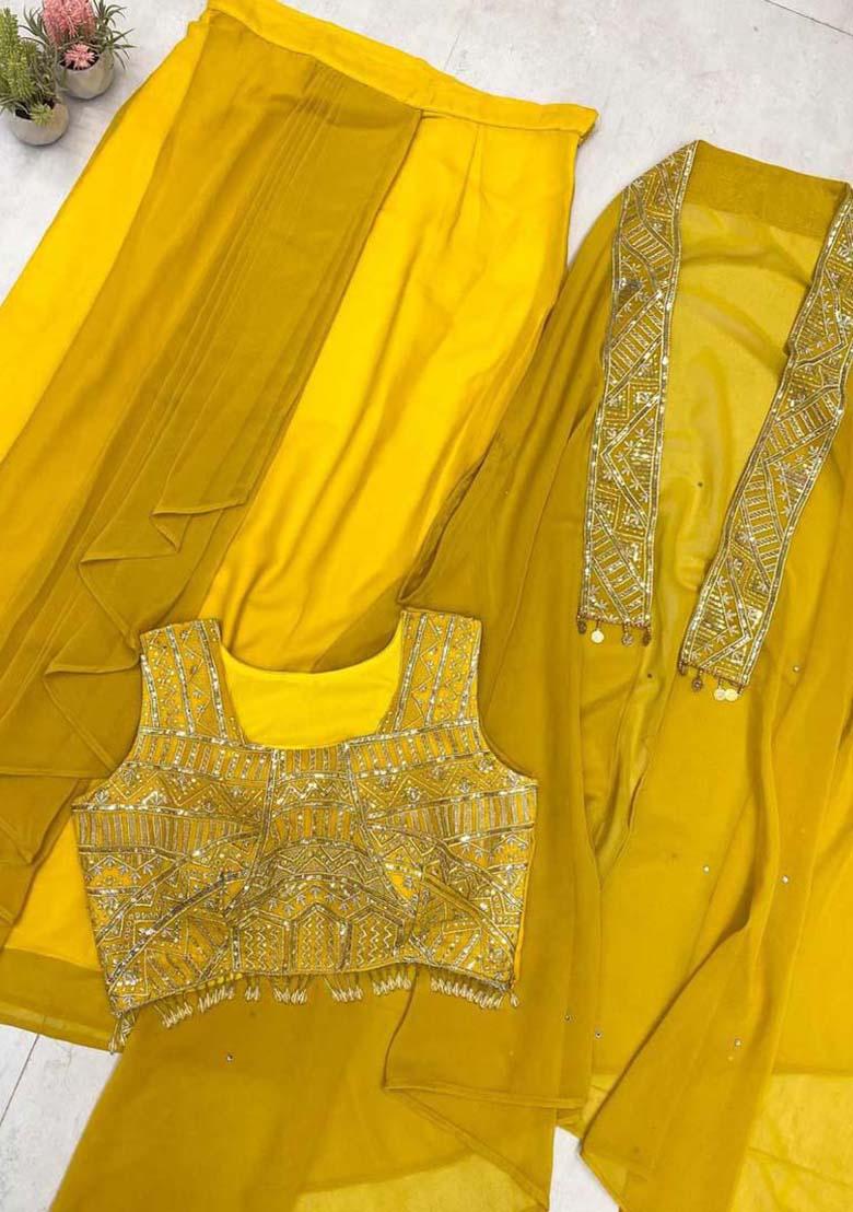 Yellow Georgette Embroidered Salwar Kameez With Dupptta