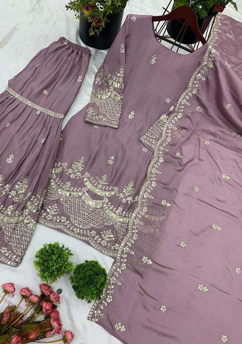 Onion Pink Silk Embroidered Salwar Kameez With Dupptta