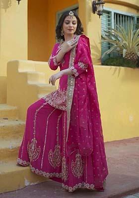Pink Silk Embroidered Salwar Kameez With Dupptta