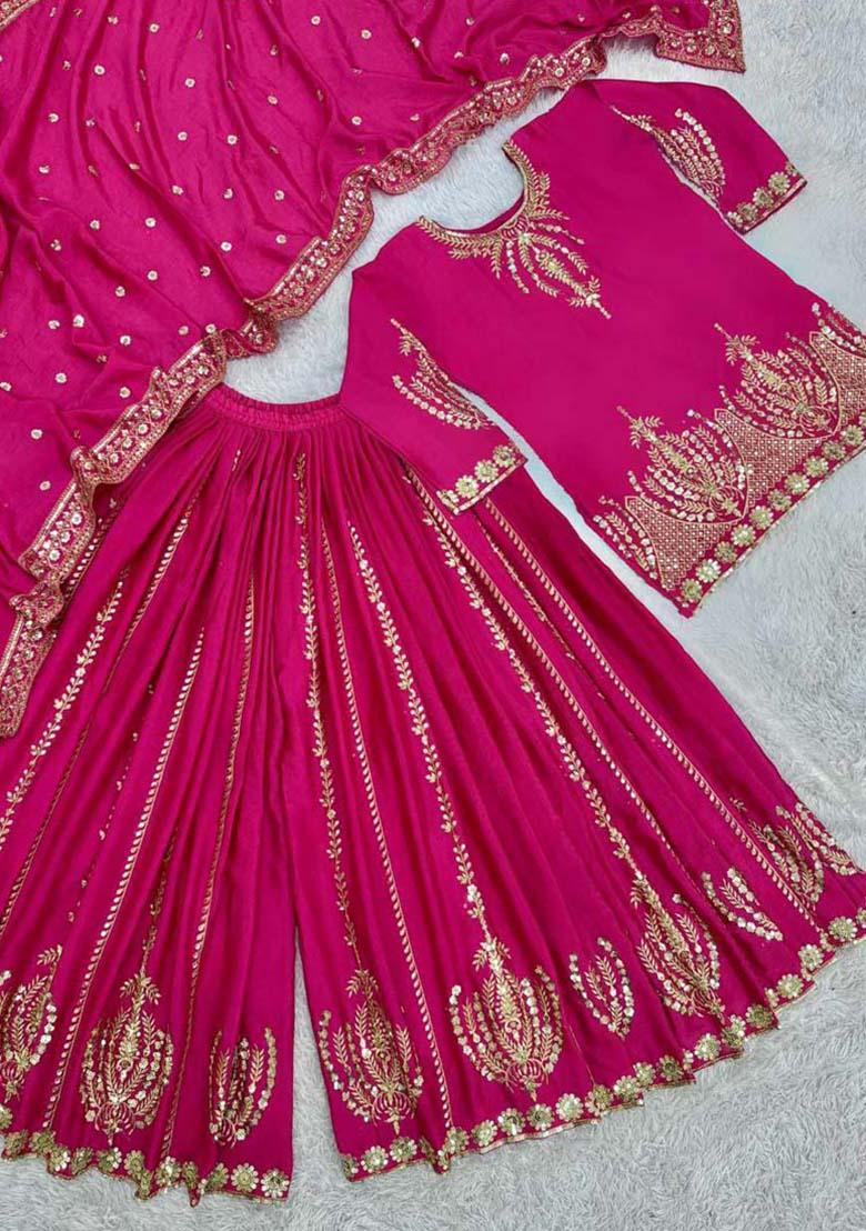 Pink Silk Embroidered Salwar Kameez With Dupptta