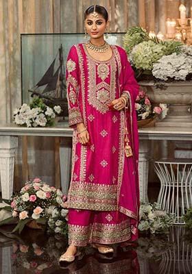 Pink Georgette Embroidered Salwar Kameez With Dupptta