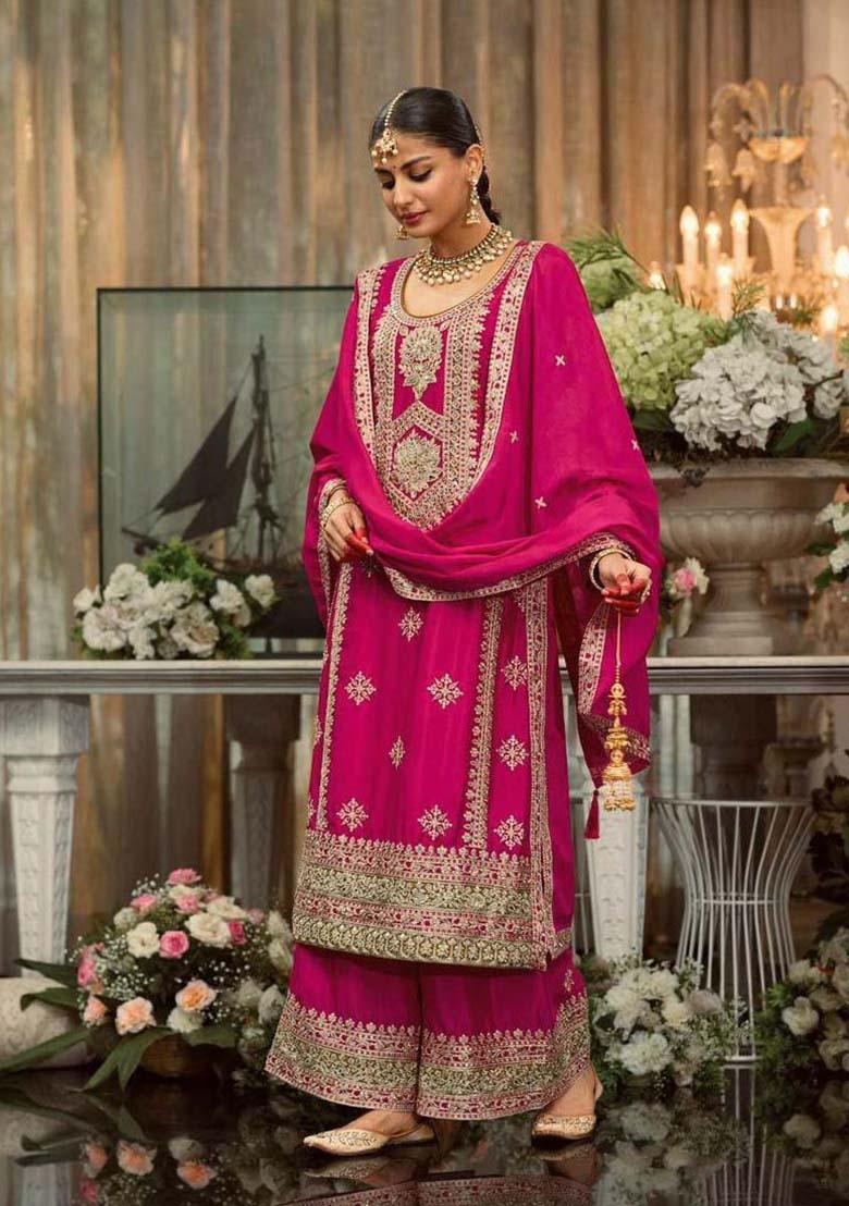 Pink Georgette Embroidered Salwar Kameez With Dupptta