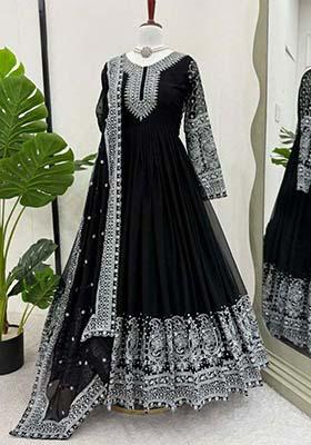 Black Georgette Sequin Embroidered Salwar Kameez