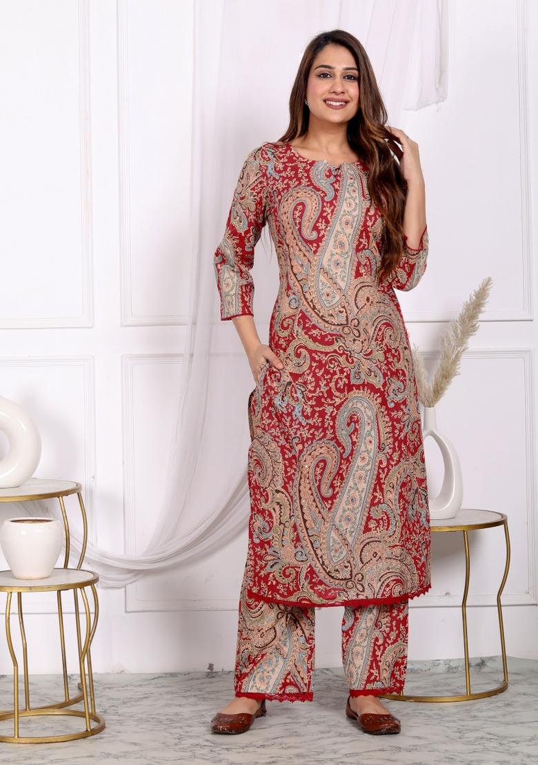 Multi Color Paisley Print Cotton Co Ord Set
