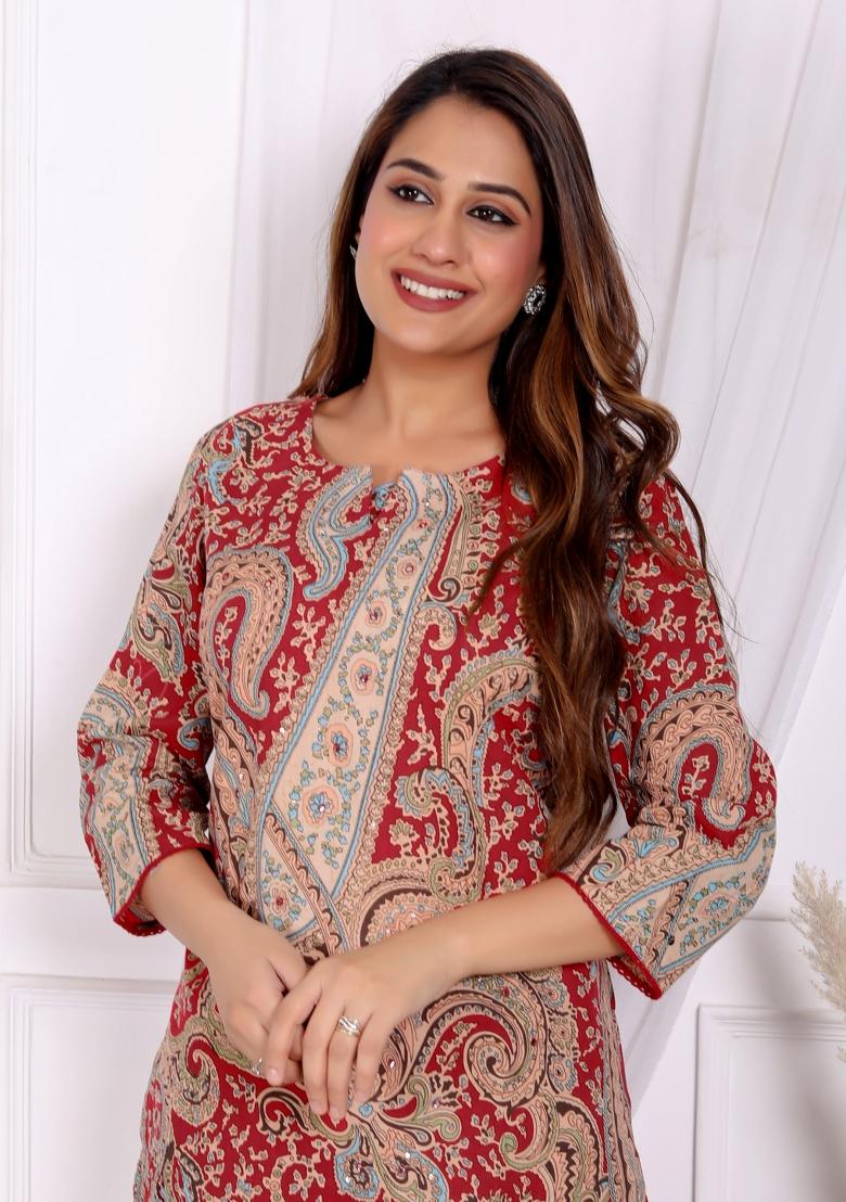 Multi Color Paisley Print Cotton Co Ord Set