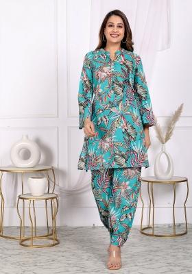 Multi Color Floral Motifs Cotton Co Ord Set