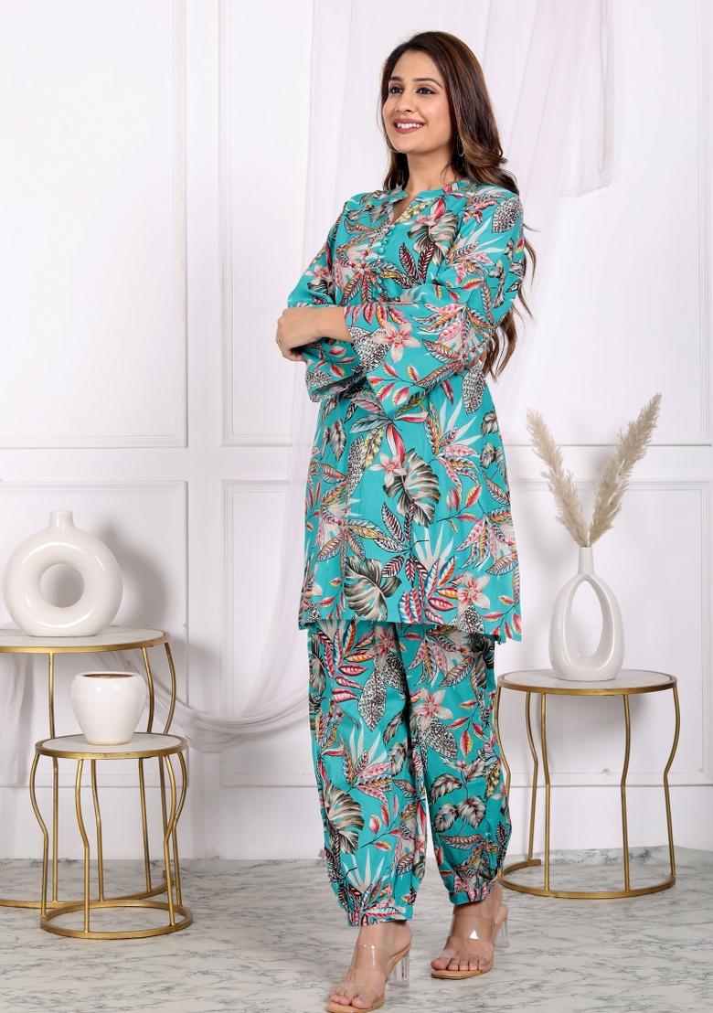 Multi Color Floral Motifs Cotton Co Ord Set