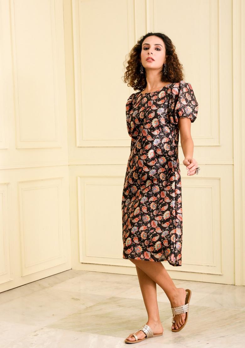 Multi Color Floral Prints Silk Blended Kurta