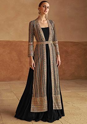 Black Embroidered Georgette Gown