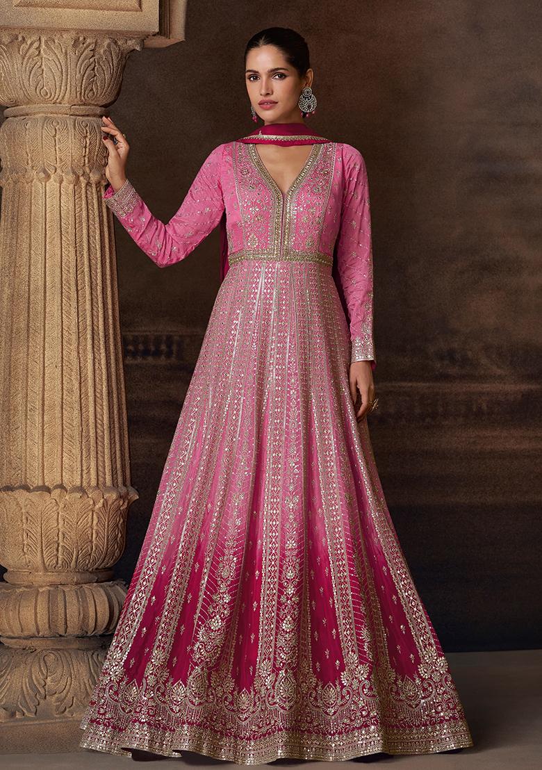 Pink Georgette Embroidered Salwar Kameez