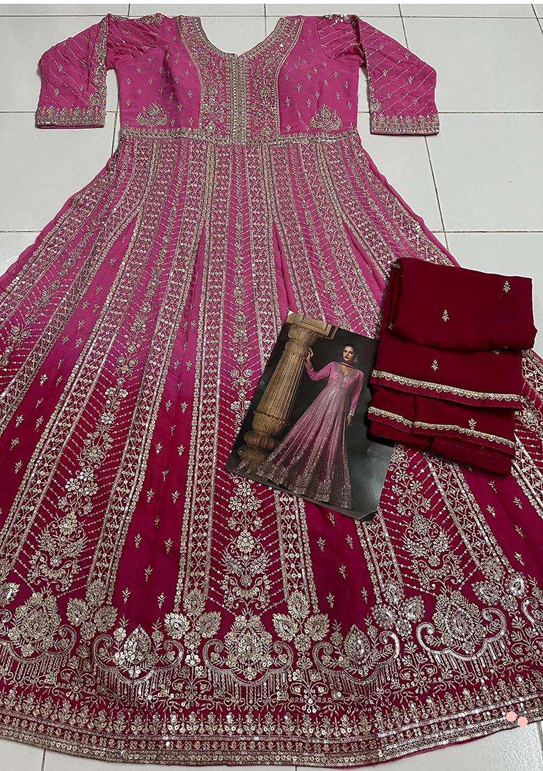Pink Georgette Embroidered Salwar Kameez