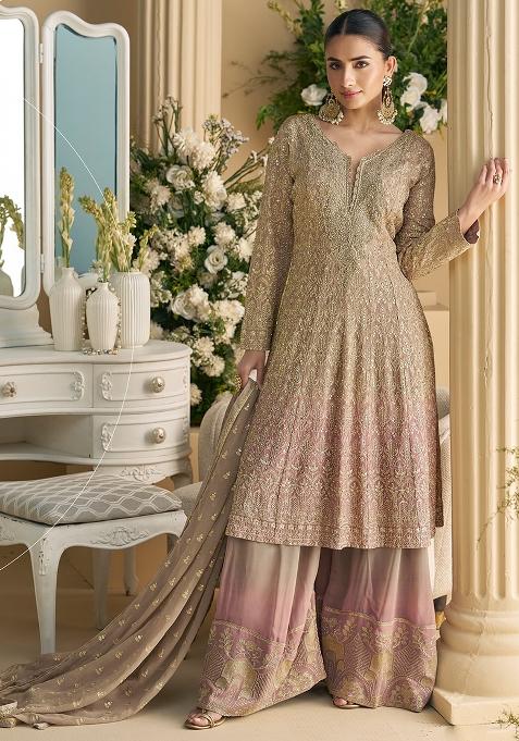 Pink Georgette Embroidered Salwar Kameez With Dupptta
