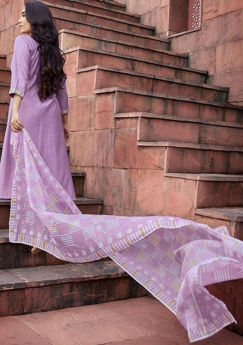 Purple Embroidered Silk Salwar Kameez