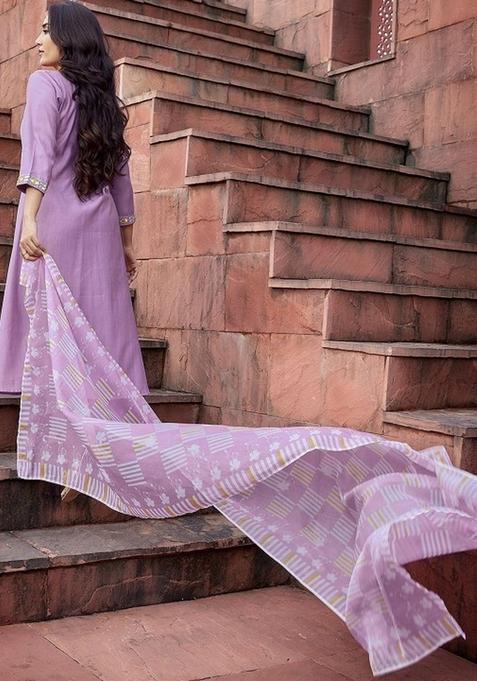 Purple Embroidered Silk Salwar Kameez