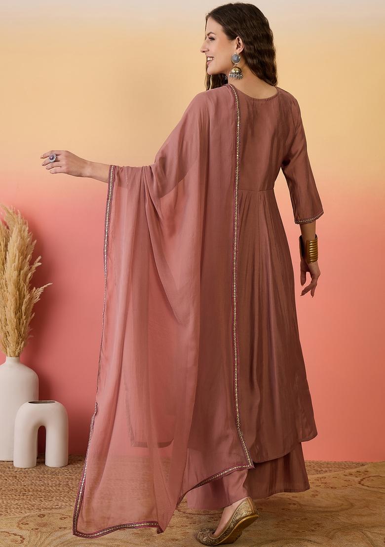 Cream Embroidered Silk Salwar Kameez