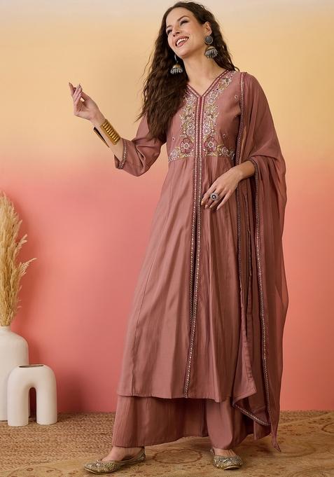 Cream Embroidered Silk Salwar Kameez