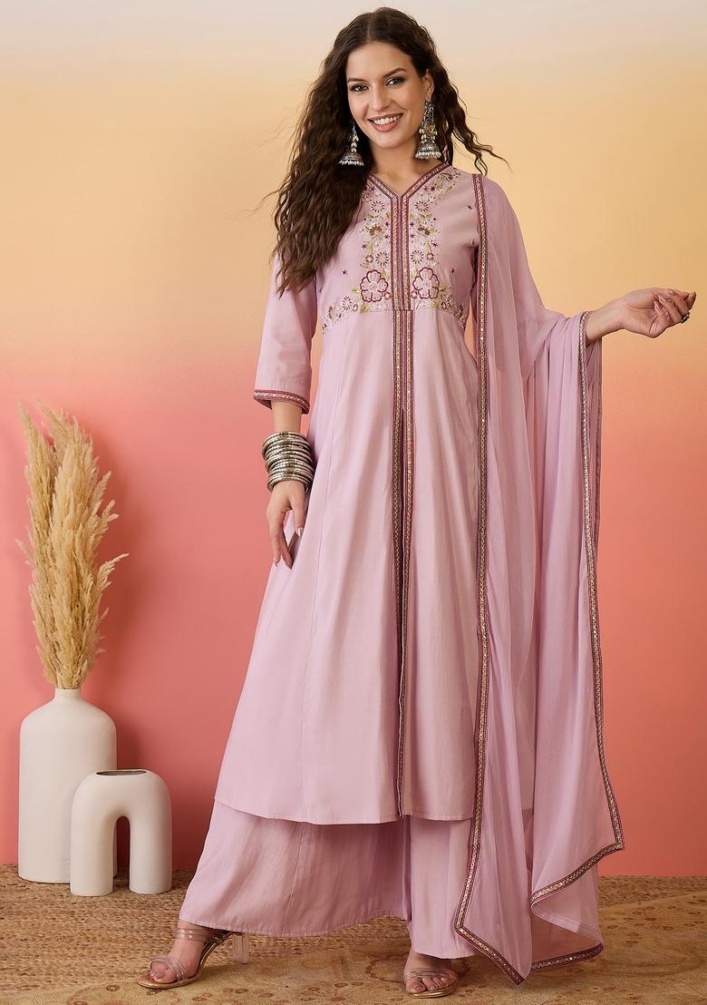 Pink Embroidered Silk Salwar Kameez