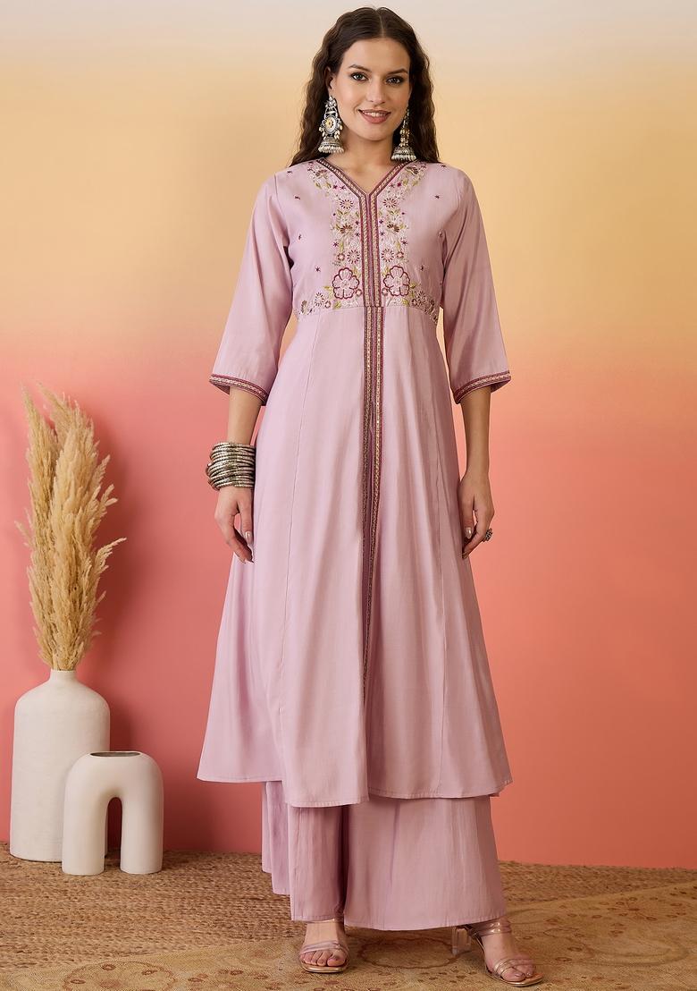 Pink Embroidered Silk Salwar Kameez