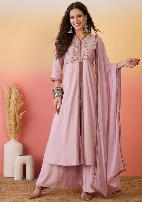 Pink Embroidered Silk Salwar Kameez