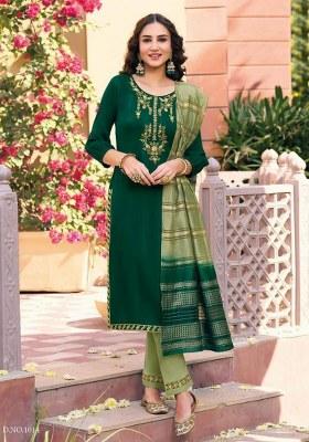 Green Embroidered Viscose Rayon Salwar Kameez With Dupatta