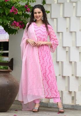 Pink Printed Georgette Salwar Kameez With Dupatta