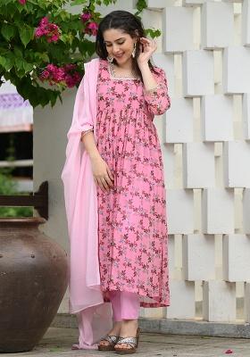 Pink Printed Georgette Salwar Kameez With Dupatta