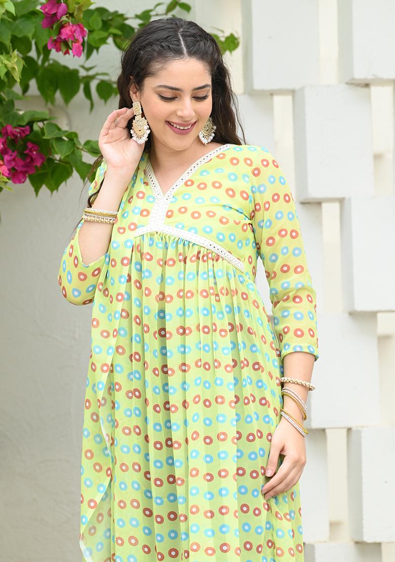 Sea Green Printed Georgette Salwar Kameez With Dupatta