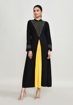 Black Embroidered Rayon Salwar Kameez
